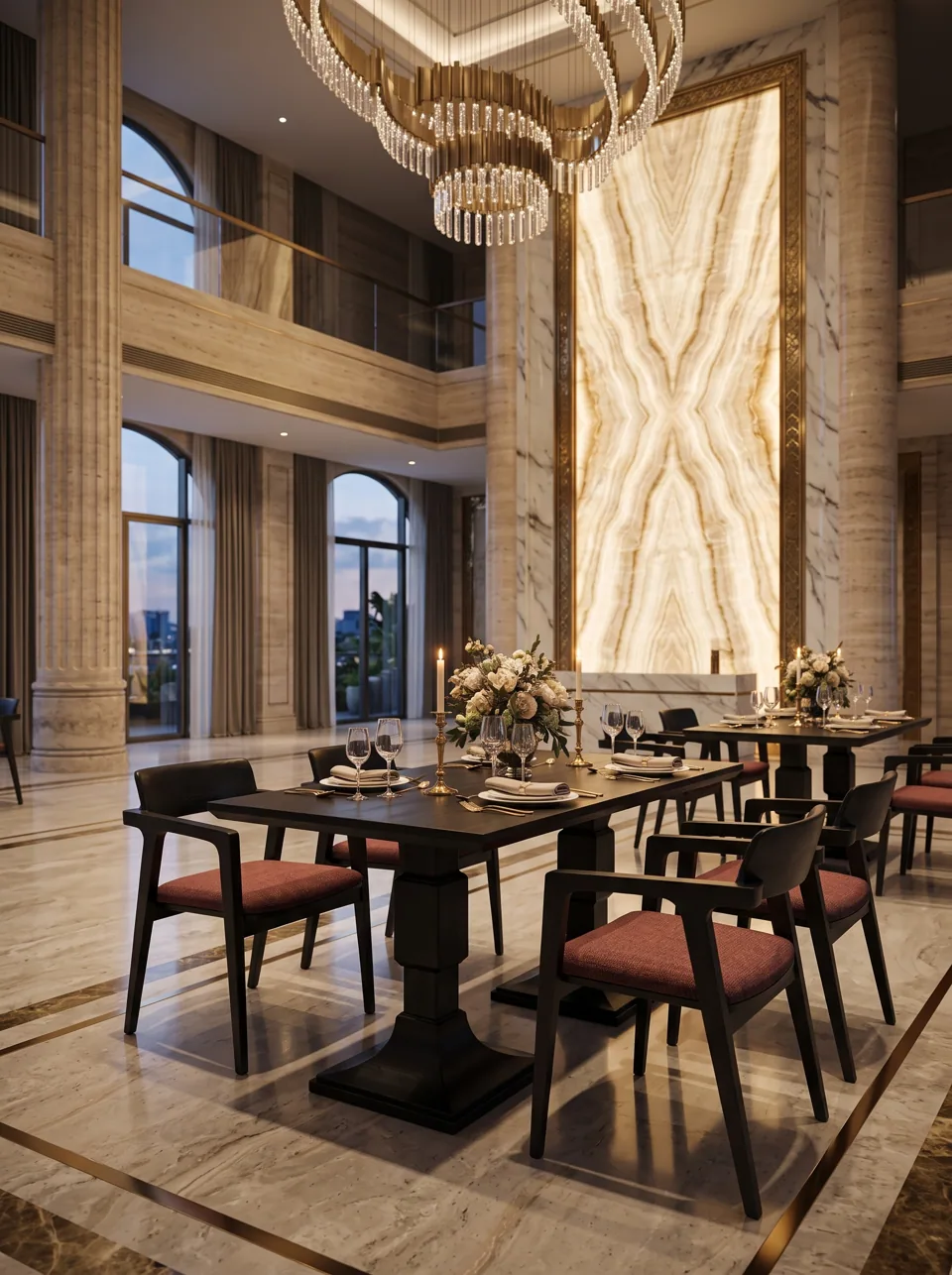 Black Lacquer Pedestal Dining Set view 2