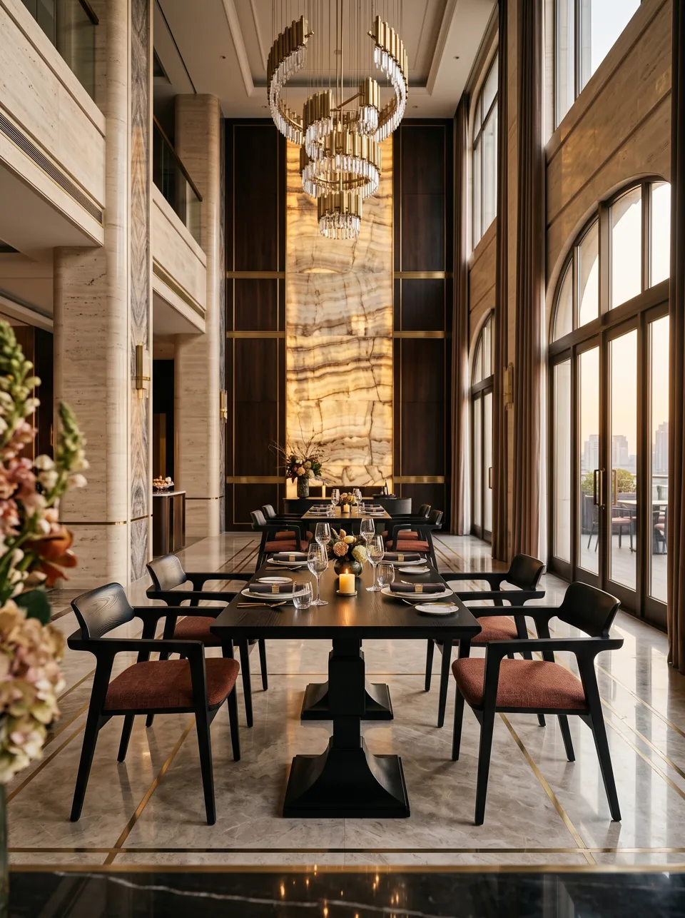 Black Lacquer Pedestal Dining Set view 6