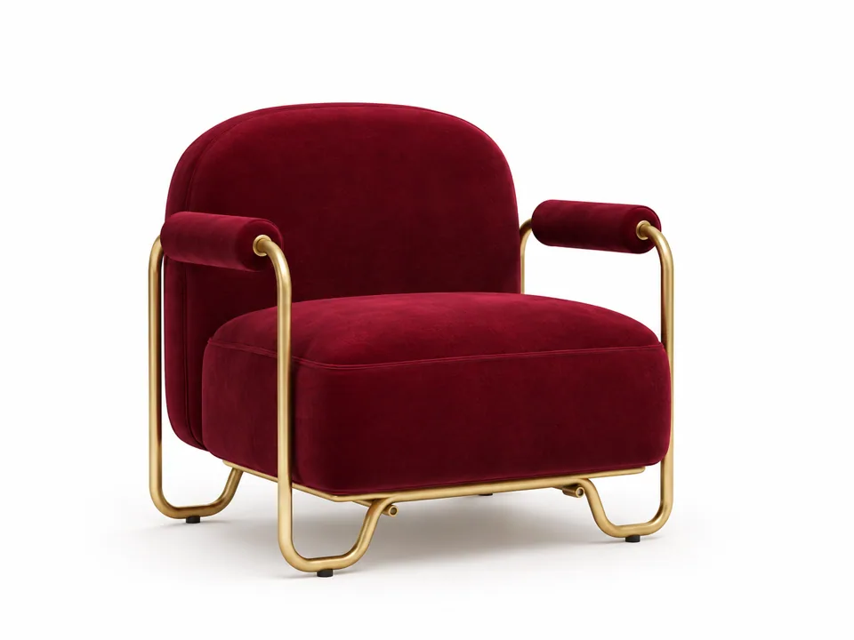 Brass Loop Lounge Chair & Loveseat