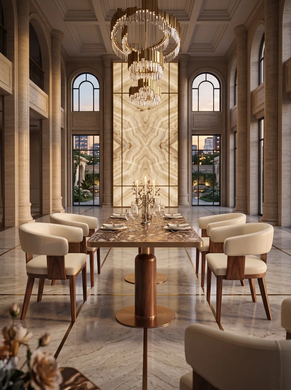 Burl & Bronze Dining Set