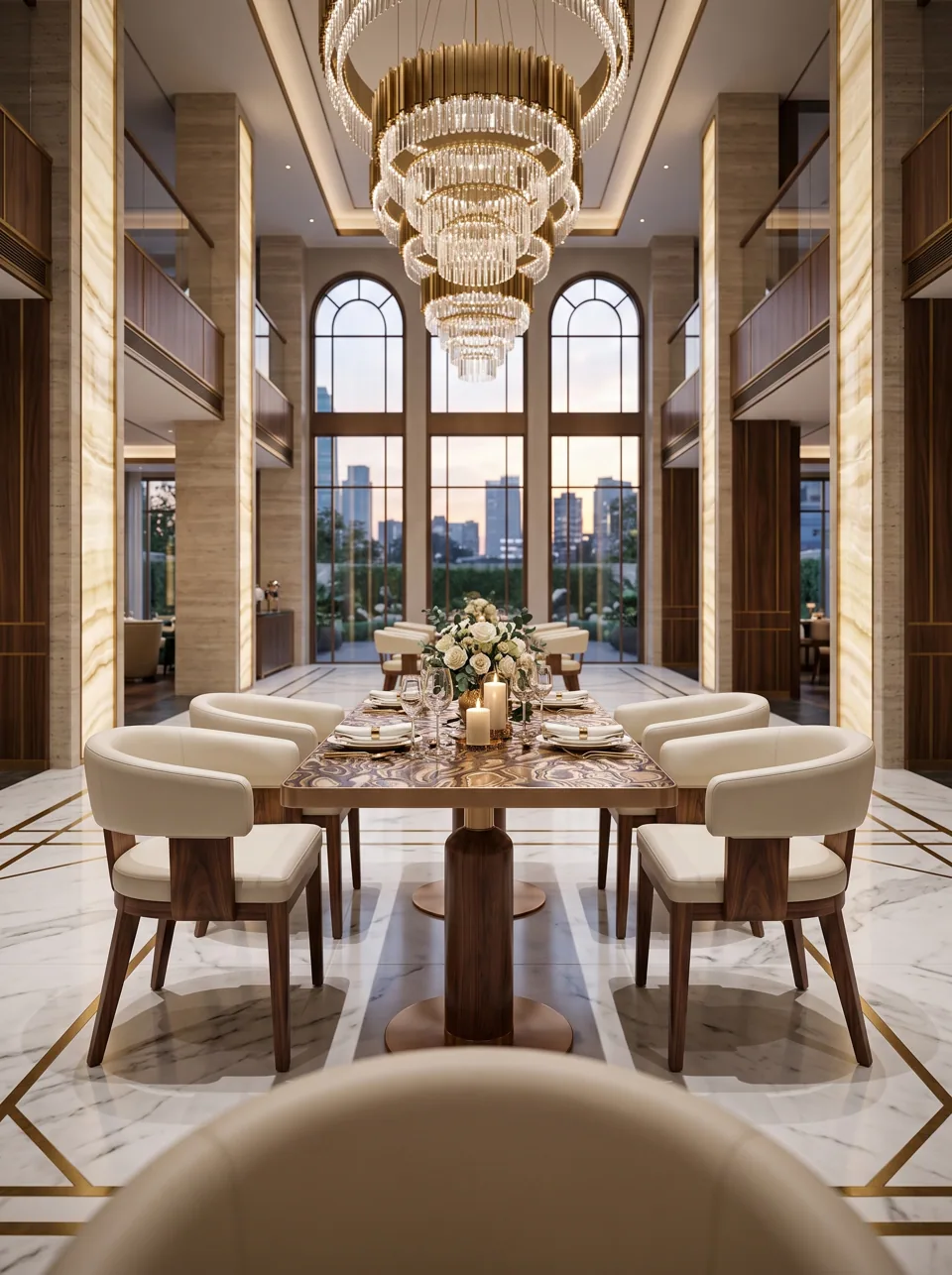 Burl & Bronze Dining Set view 4