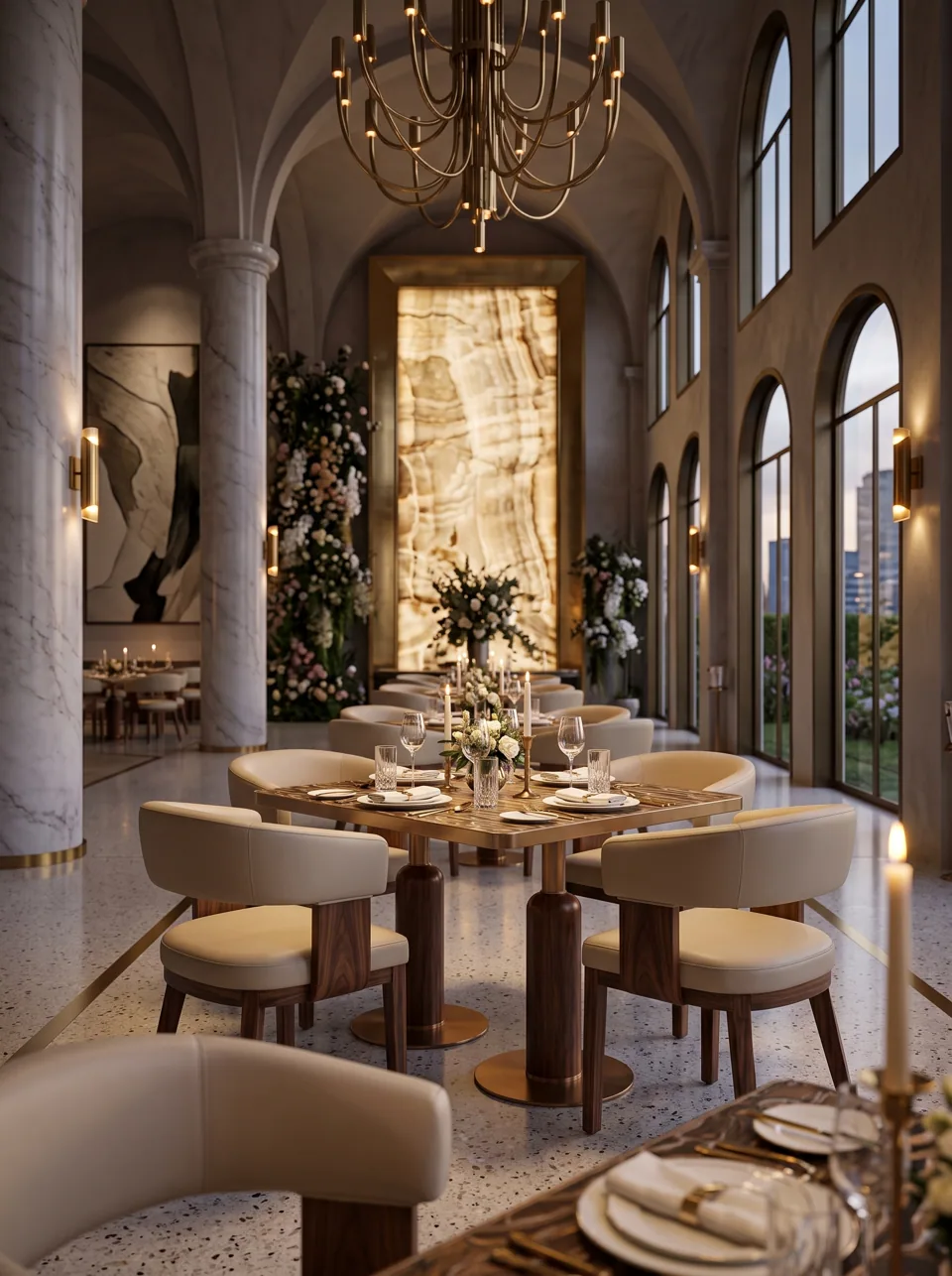 Burl & Bronze Dining Set view 7