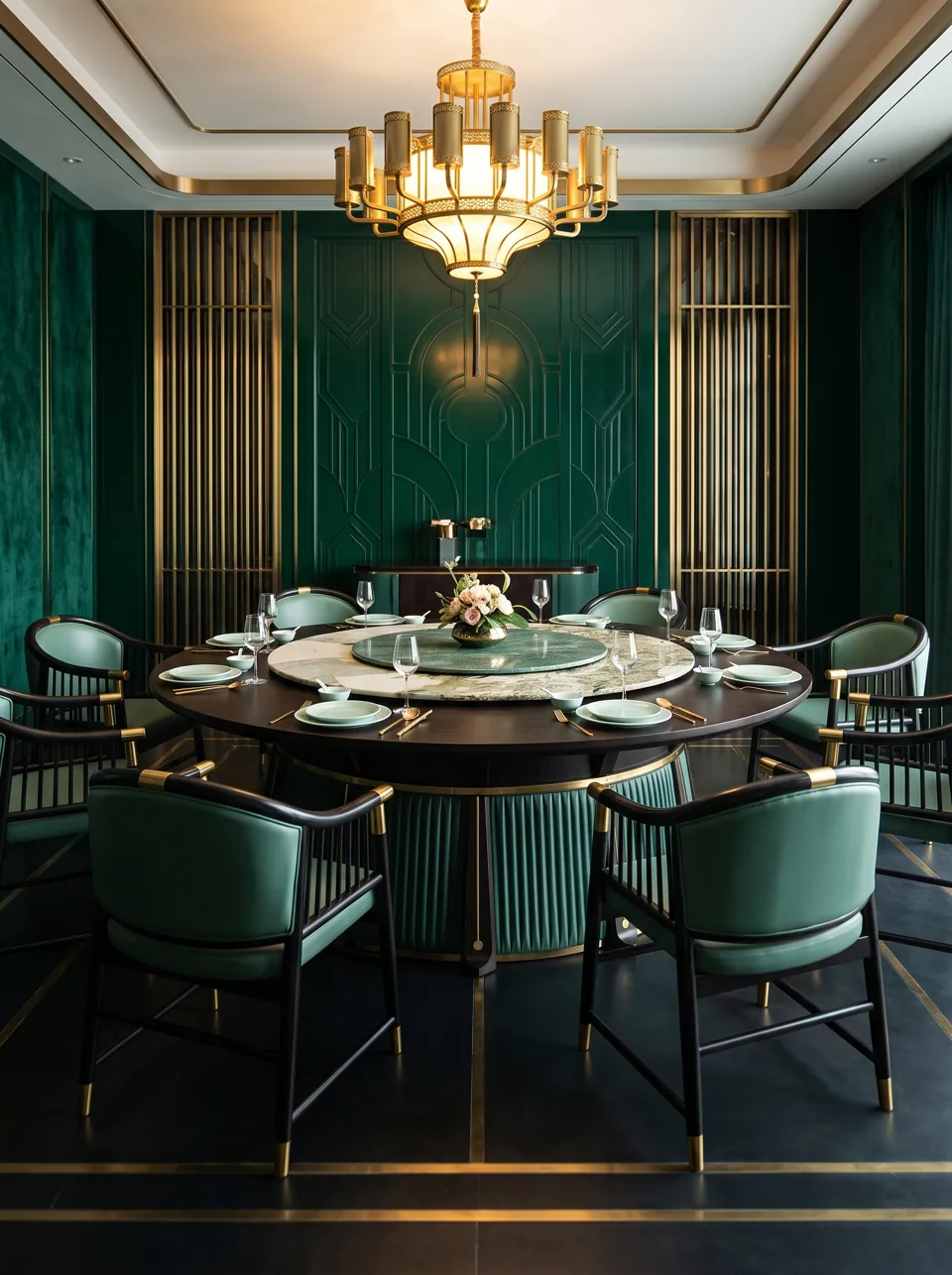 Emerald Spindle Private Dining Set