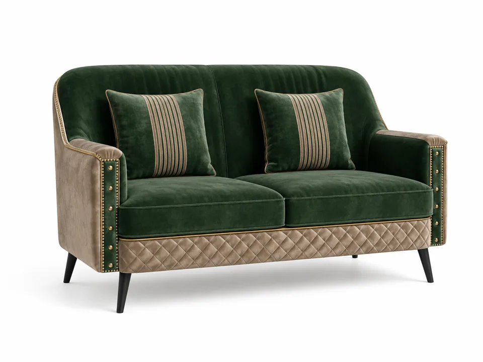 Emerald Stud-Trim Loveseat
