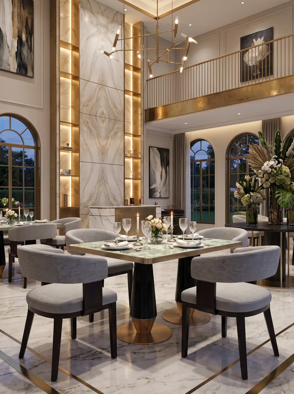 Jade Marble Atrium Dining Set
