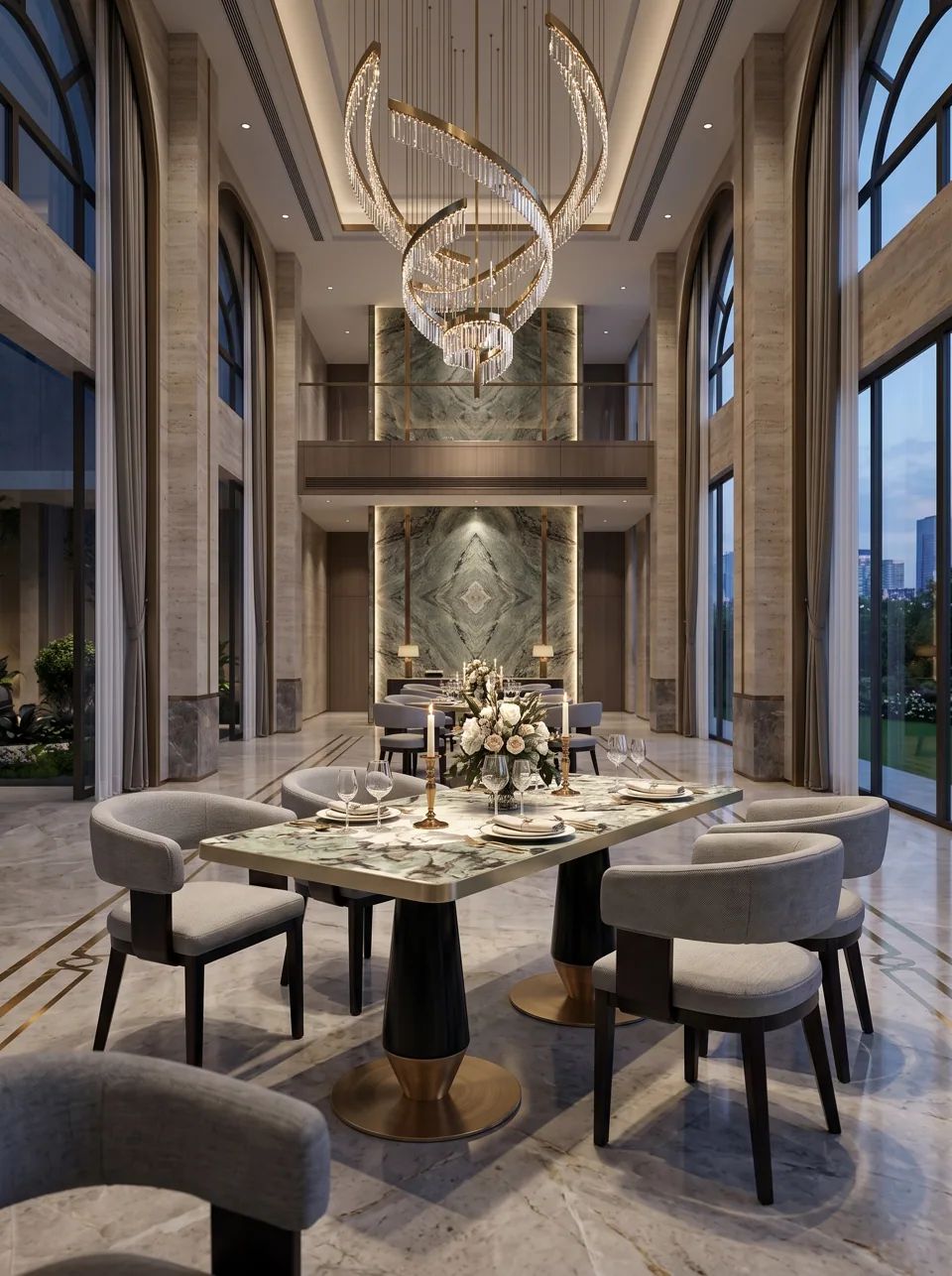 Jade Marble Atrium Dining Set view 2