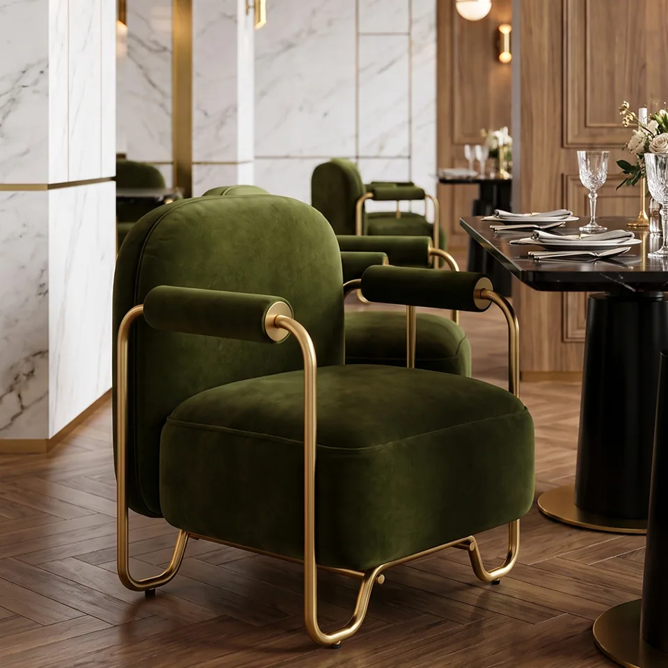 Loop-Frame Velvet Dining Lounger