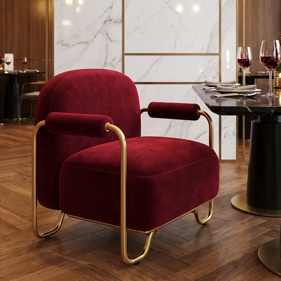 Loop-Frame Velvet Dining Lounger view 2