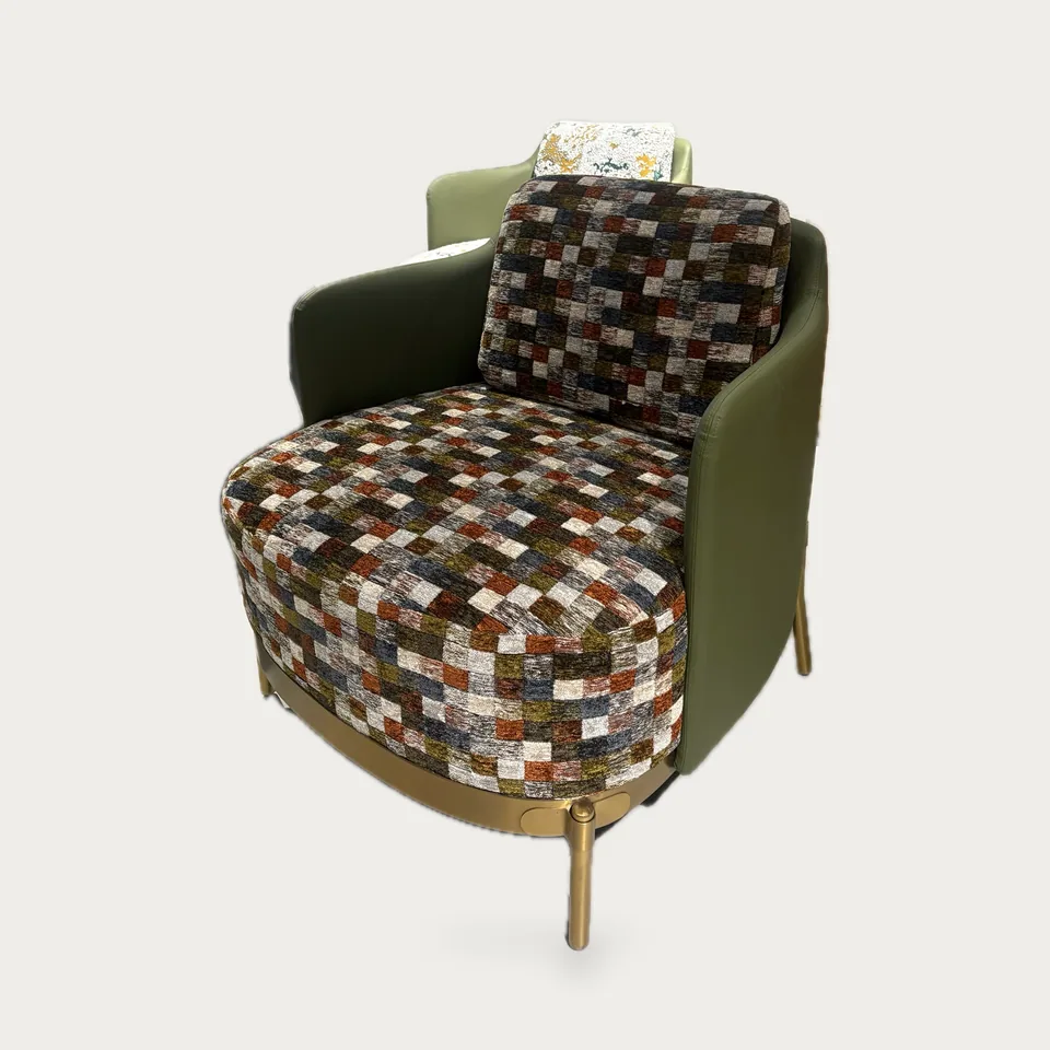 Mosaic-Check Shell Lounge Chair