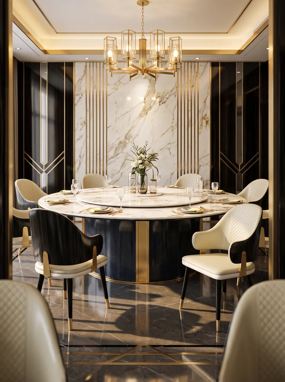 Navy Deco Banquet Set