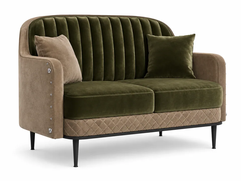 Olive & Suede Channel Loveseat