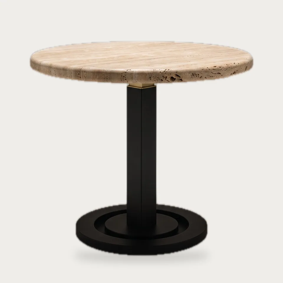 Travertine Pedestal Table view 2