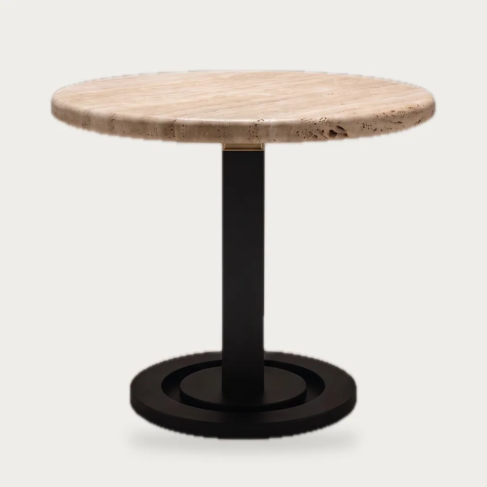 Travertine Pedestal Table view 4