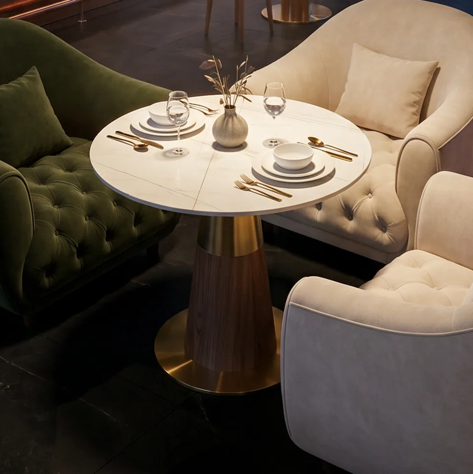 Tufted Tub Chair Café Set