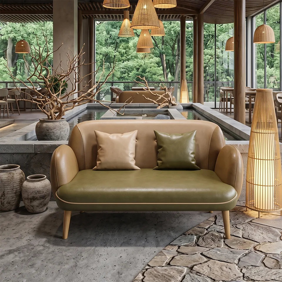 Two-Tone Shell Leather Loveseat view 7