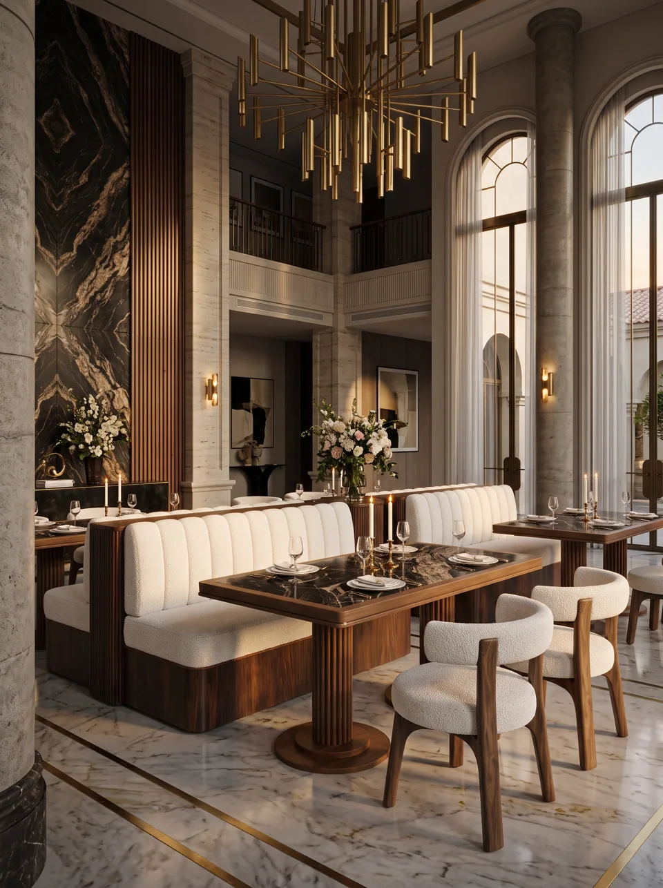 Walnut & Bouclé Fine-Dining Suite view 2