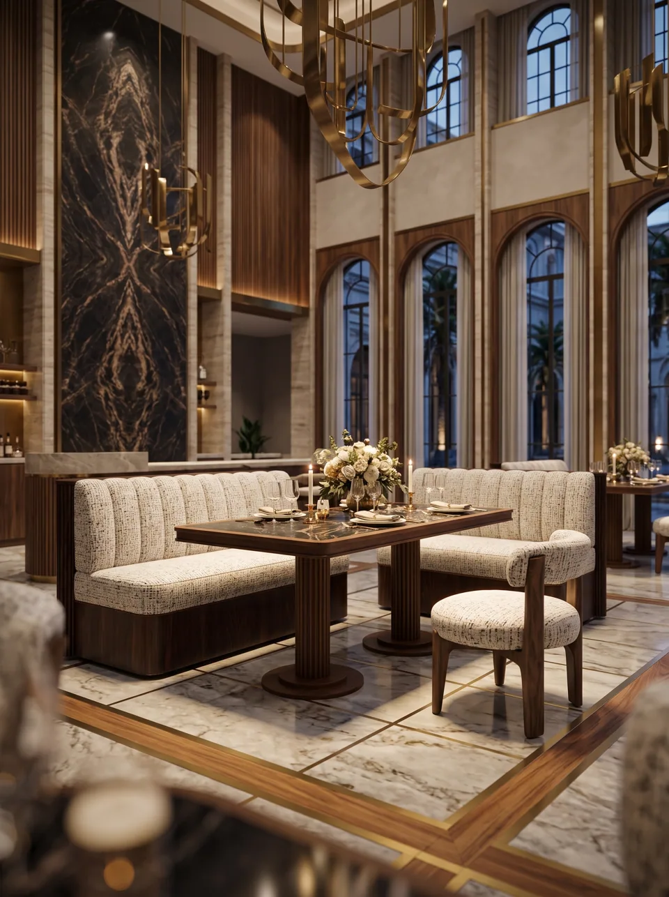 Walnut & Bouclé Fine-Dining Suite view 3