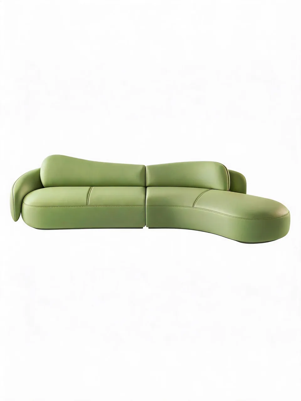 Wave-Back Leather Chaise Sofa view 4